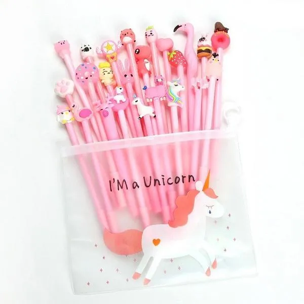 20-Piece: Cute Gel Cartoon Pen Set