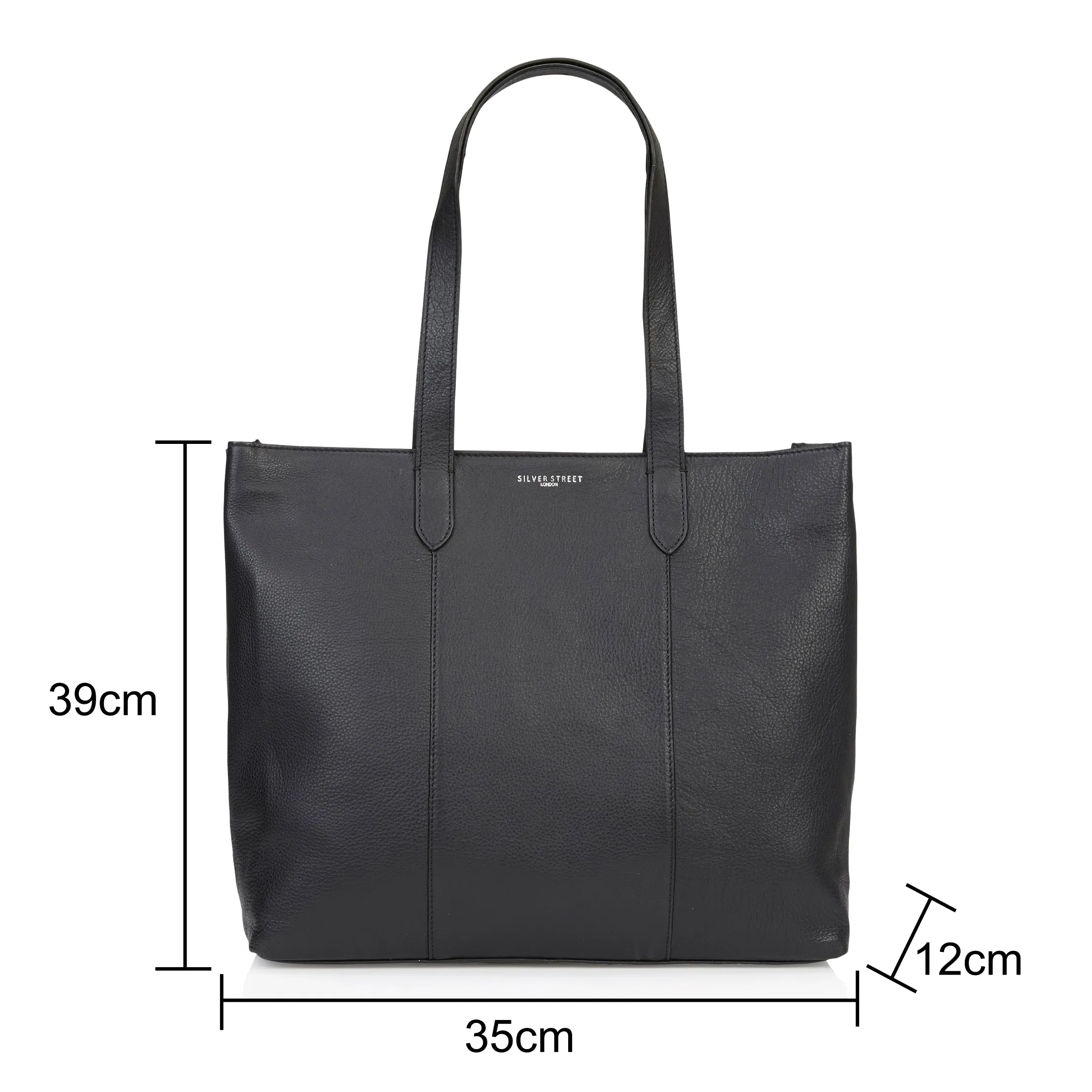 Amber Leather Tote Bag - Black