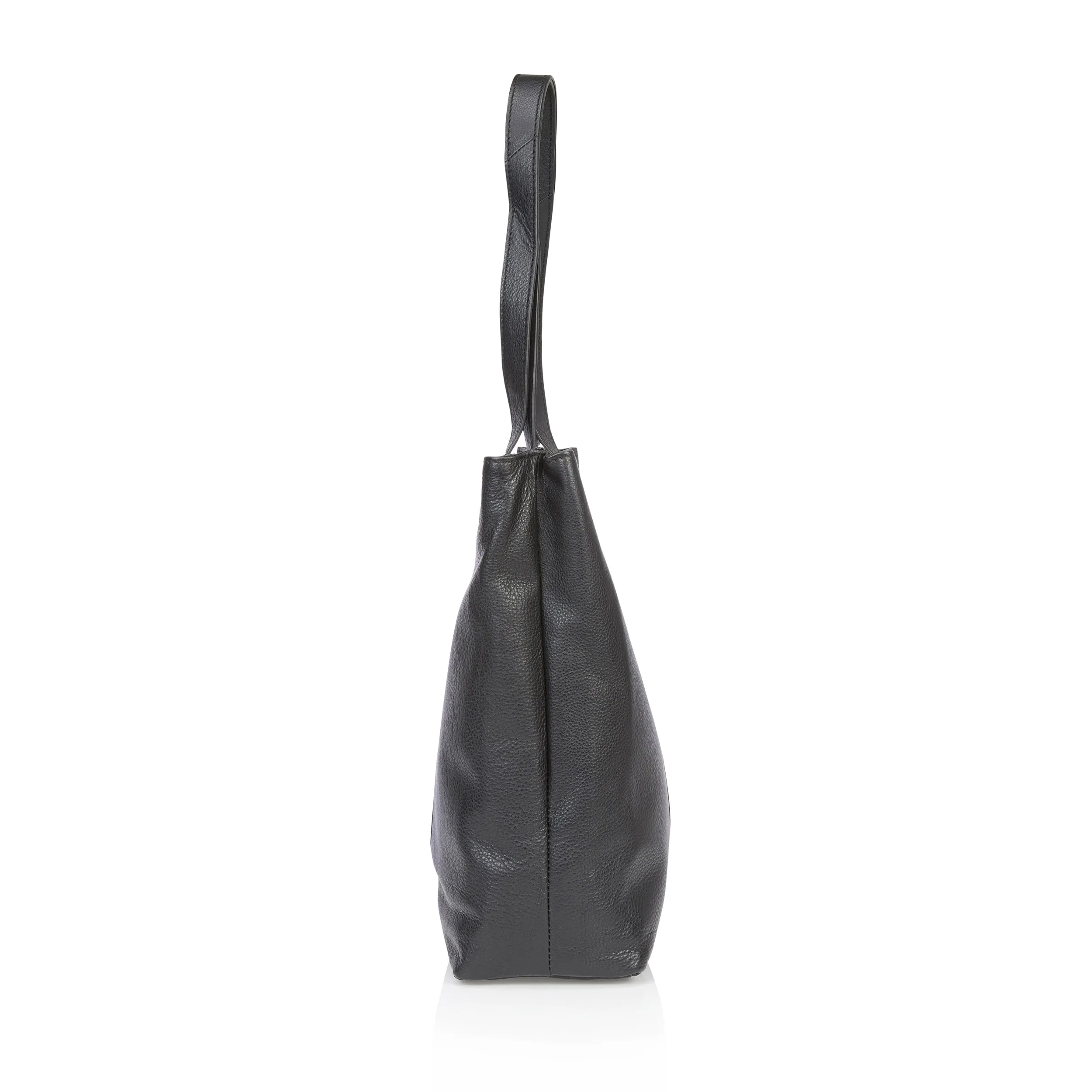 Amber Leather Tote Bag - Black