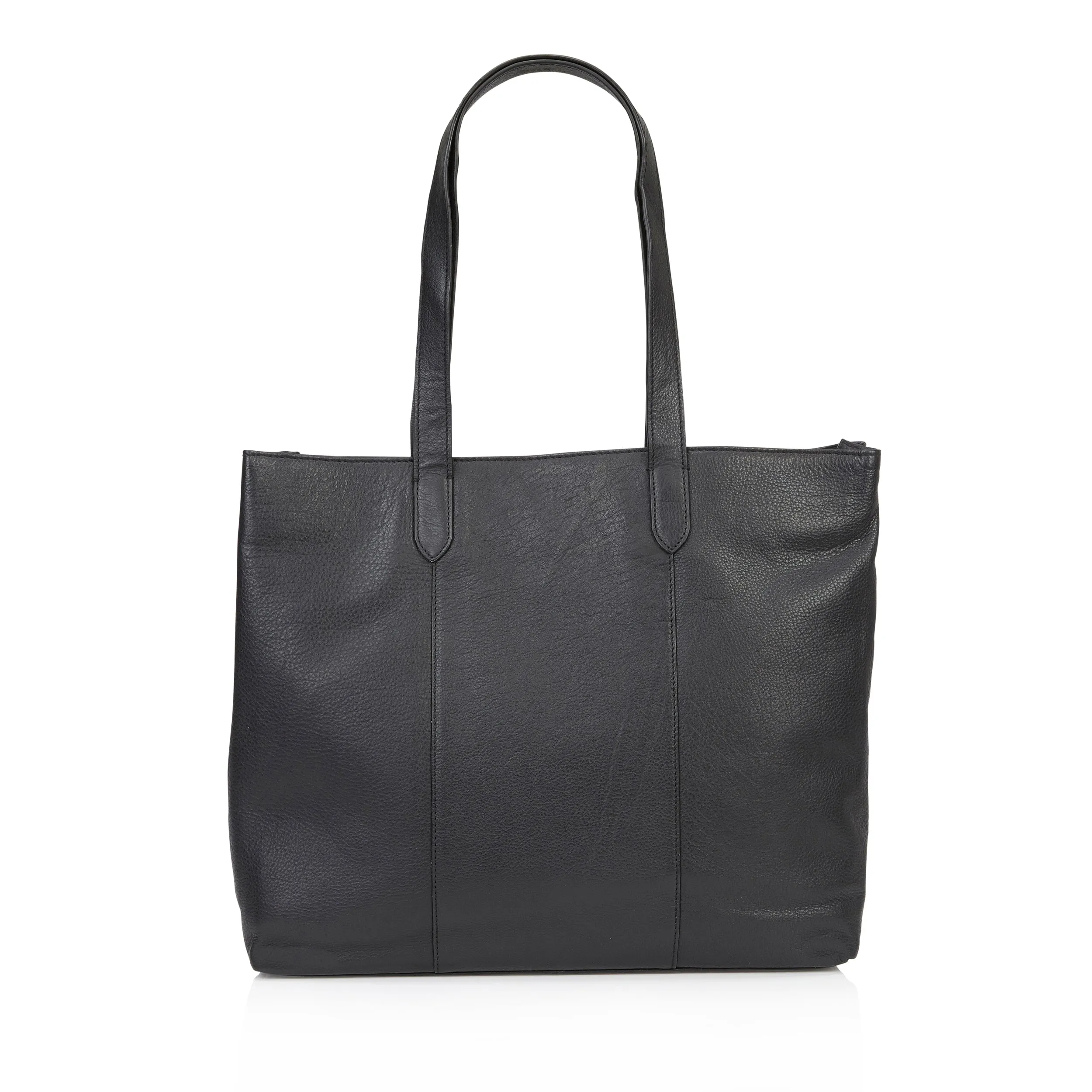 Amber Leather Tote Bag - Black