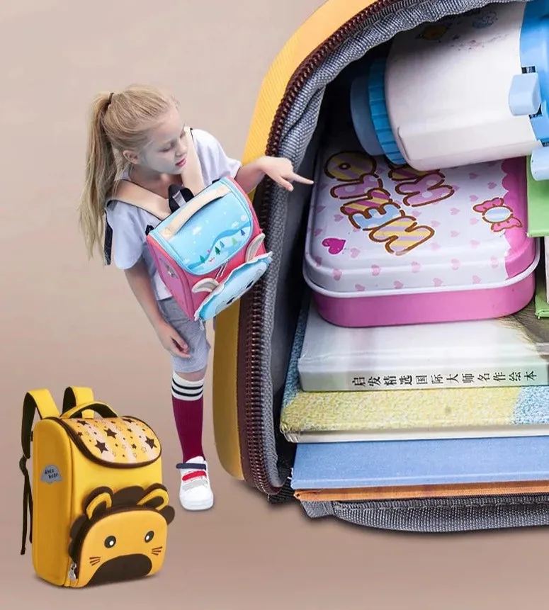 Animal Theme Fully Open Design Kindergarten Backpack for Kids