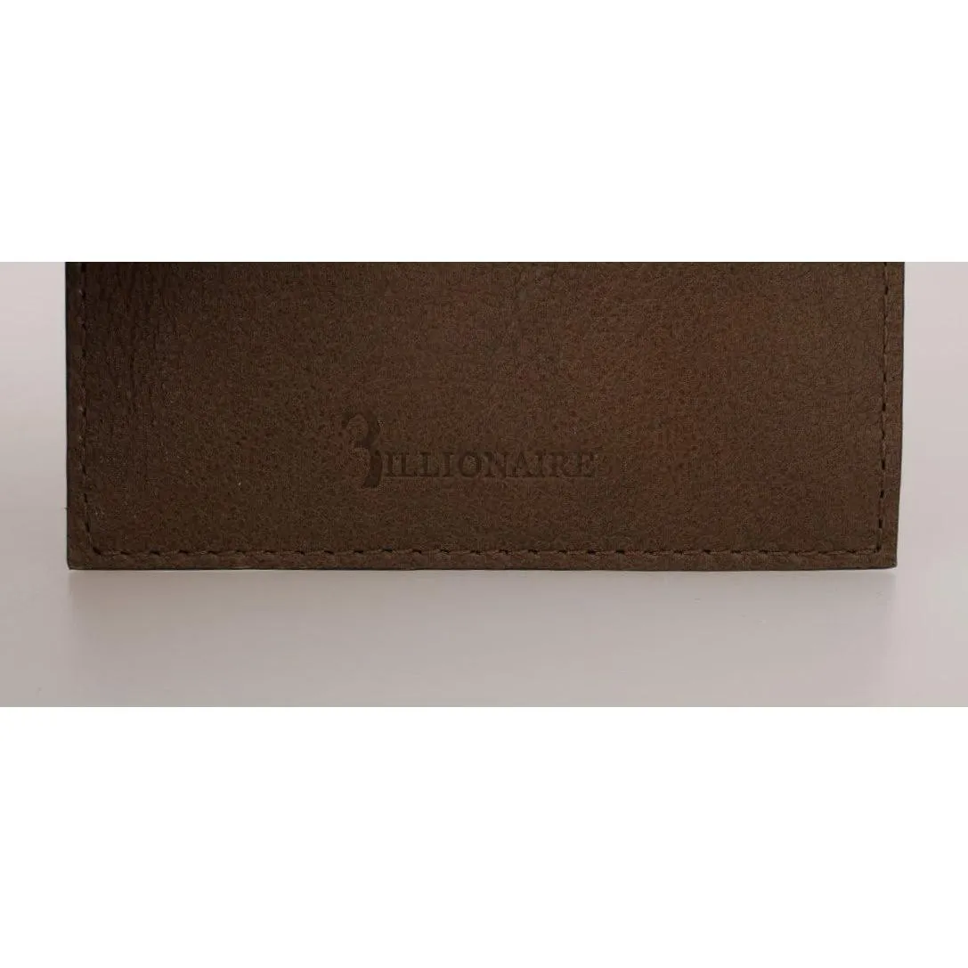 Billionaire Italian Couture Elegant Turtledove Leather Men's Wallet