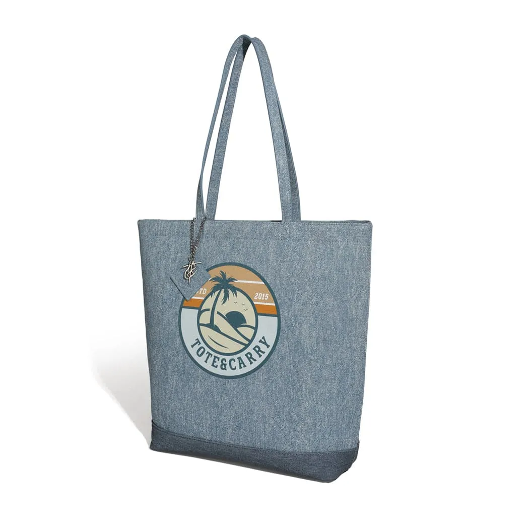 Blue Denim Beach Tote Bag