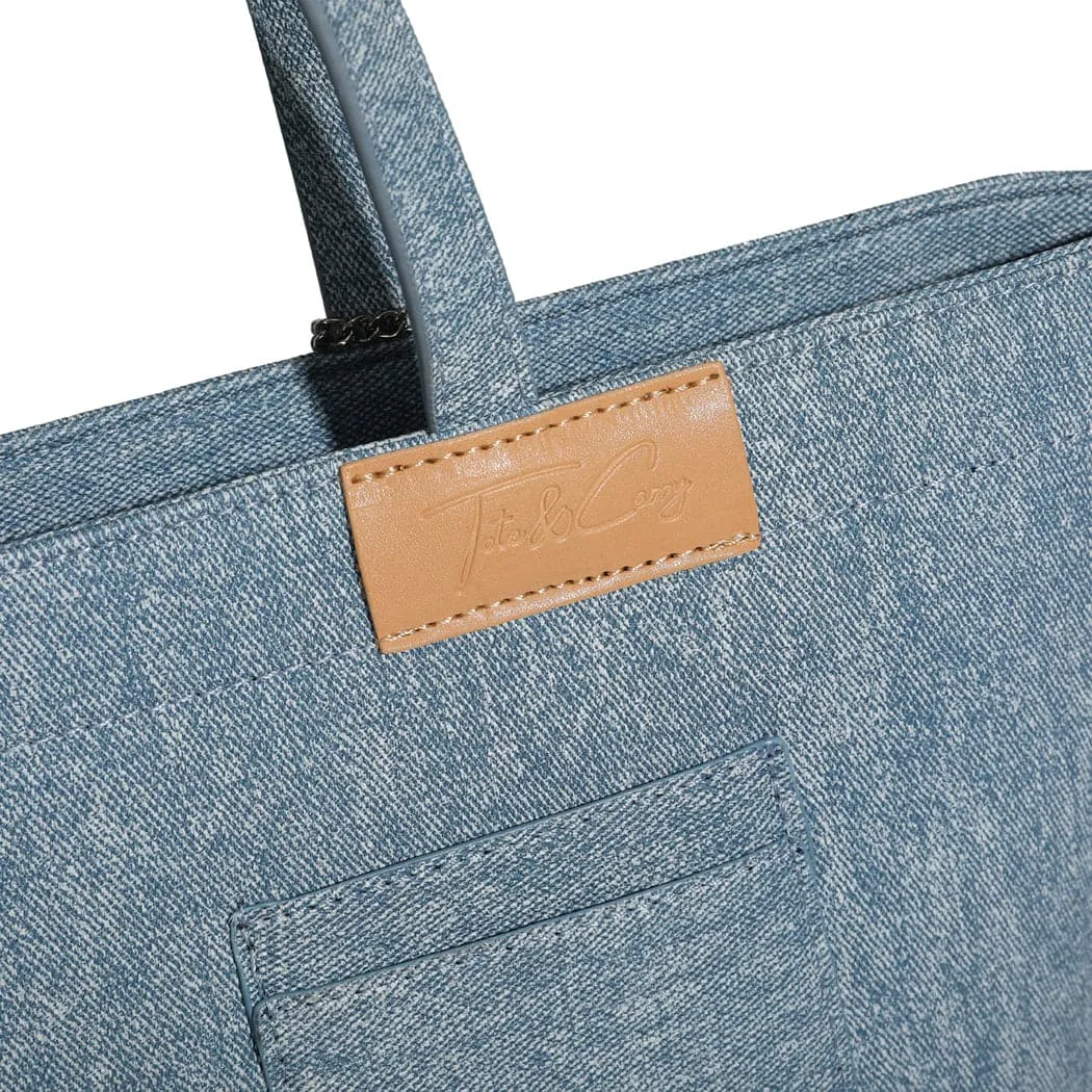 Blue Denim Beach Tote Bag