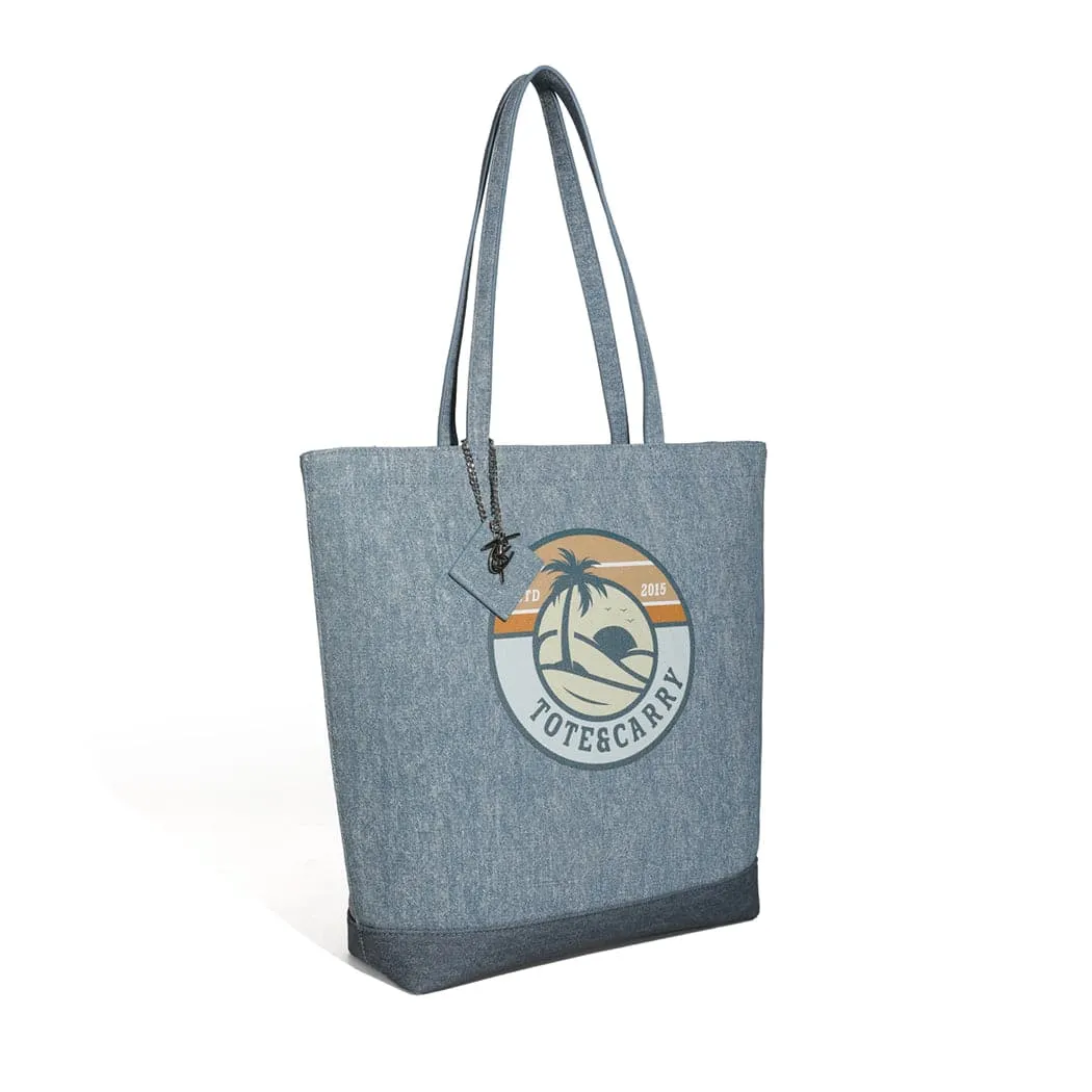 Blue Denim Beach Tote Bag