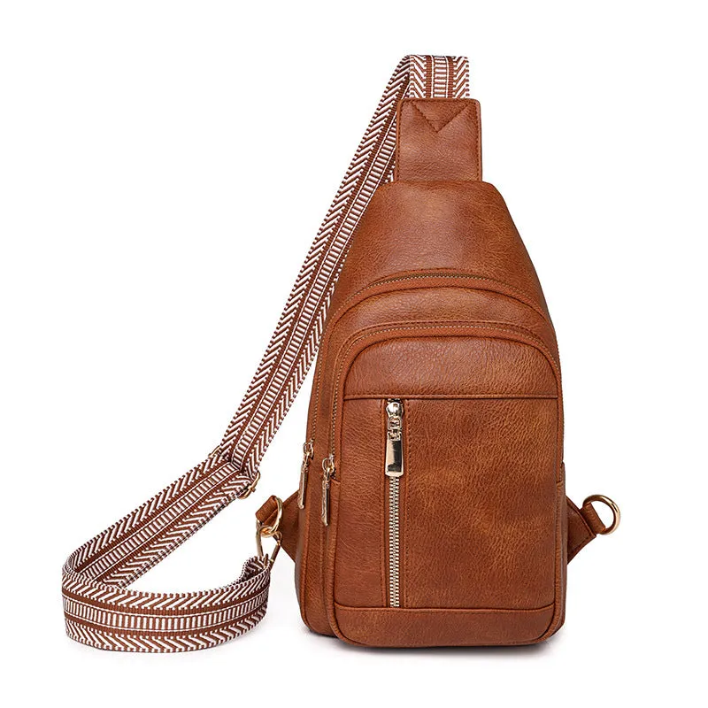 CHEST BAG FOR WOMEN'S FASHIONABLE RETRO PU CROSSBODY SMALL BAG WAIST BAG