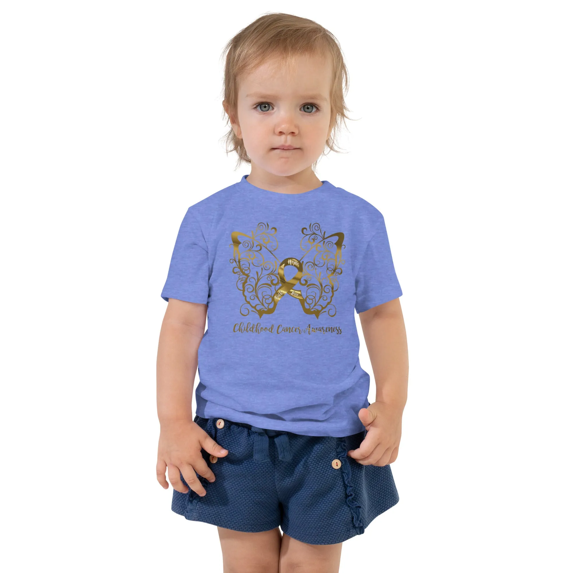 Childhood Cancer Awareness Filigree Butterfly Toddler Short Sleeve Tee