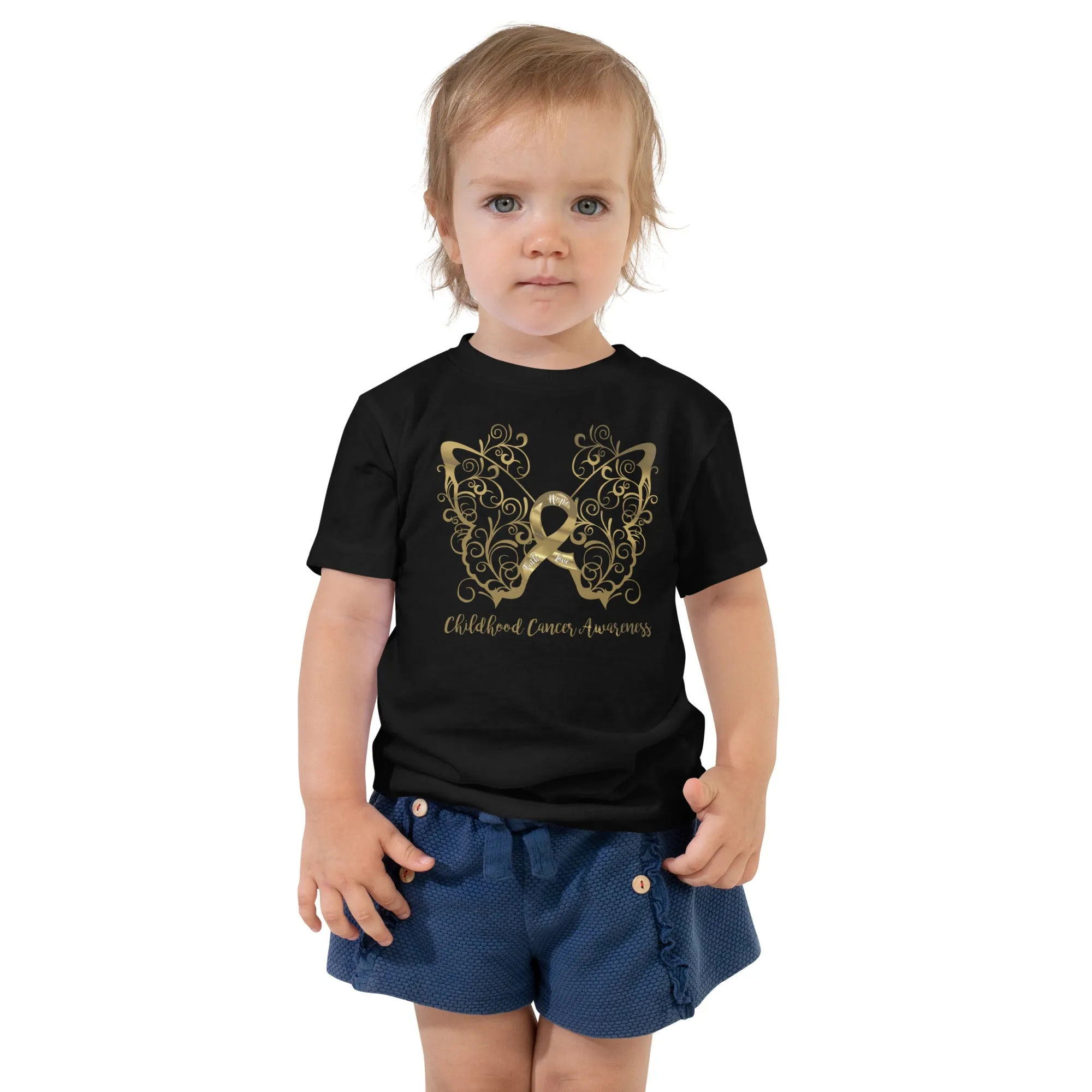 Childhood Cancer Awareness Filigree Butterfly Toddler Short Sleeve Tee