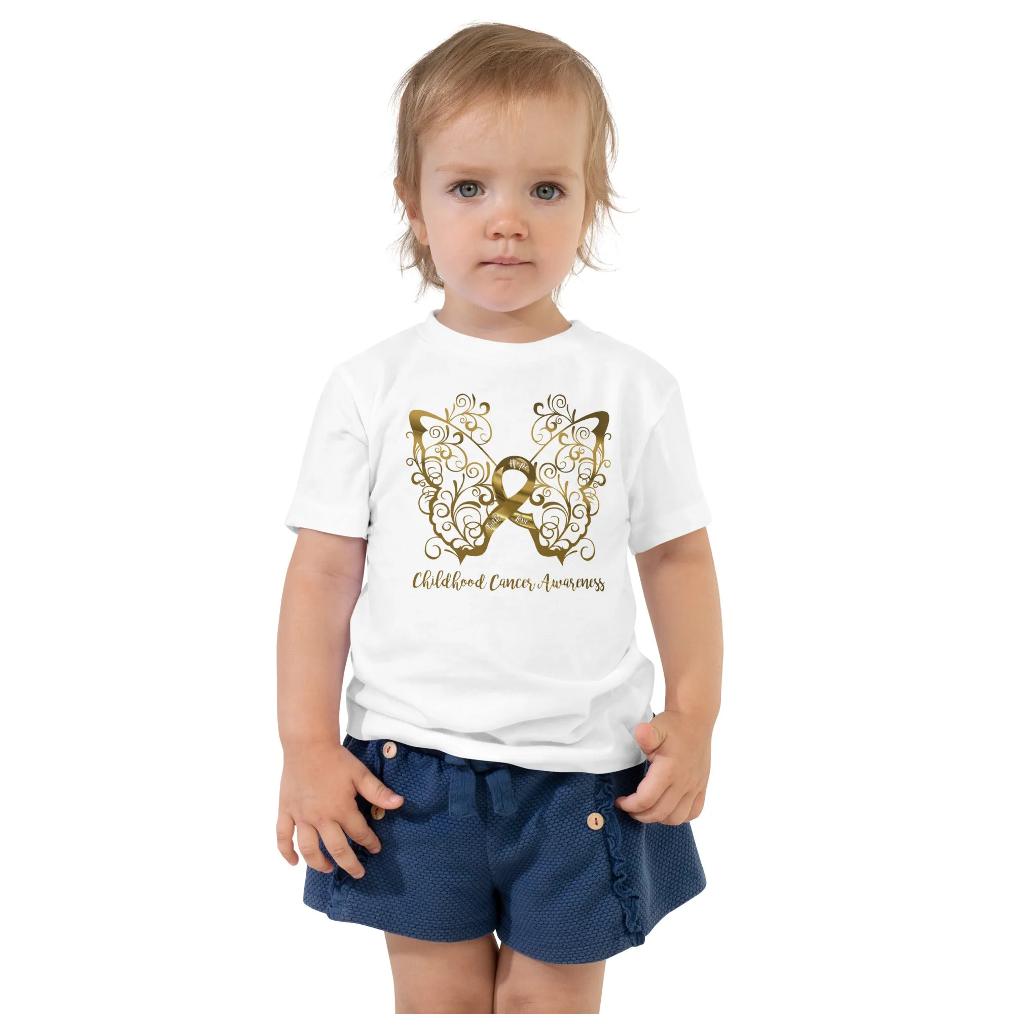 Childhood Cancer Awareness Filigree Butterfly Toddler Short Sleeve Tee