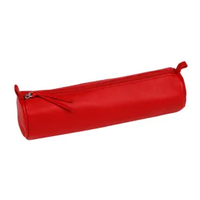 Clairefontaine Leather Round Pencil Case, Red