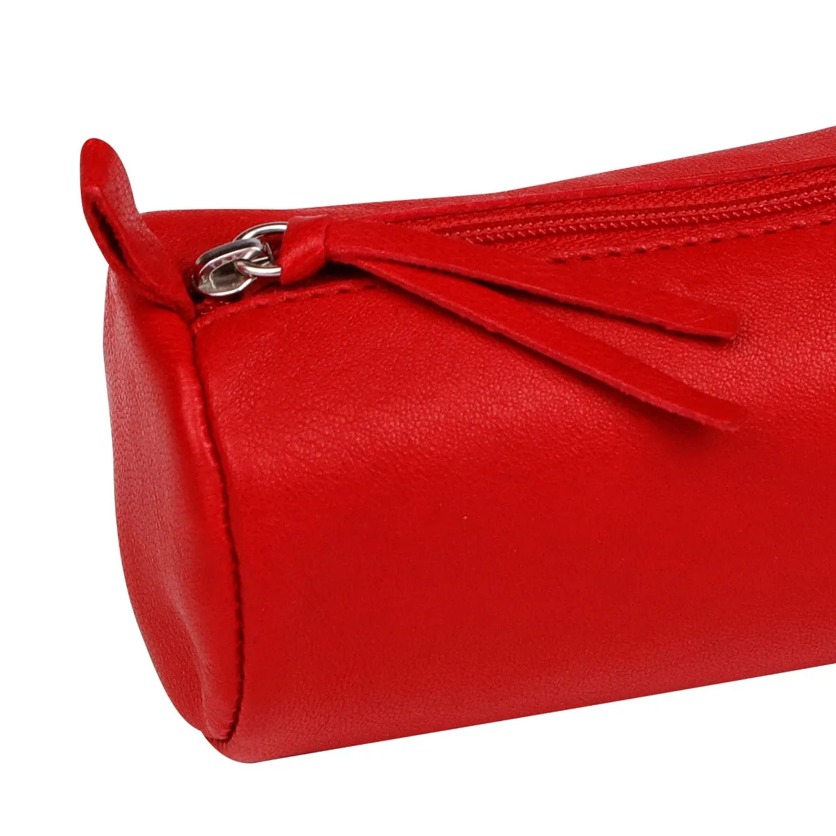 Clairefontaine Leather Round Pencil Case, Red