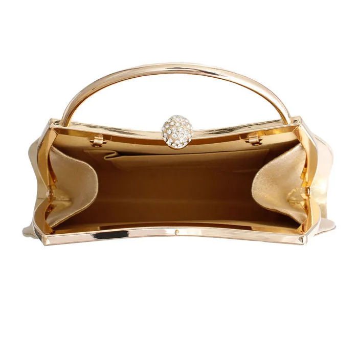 Clutch Gold Ruched Handbag for Women