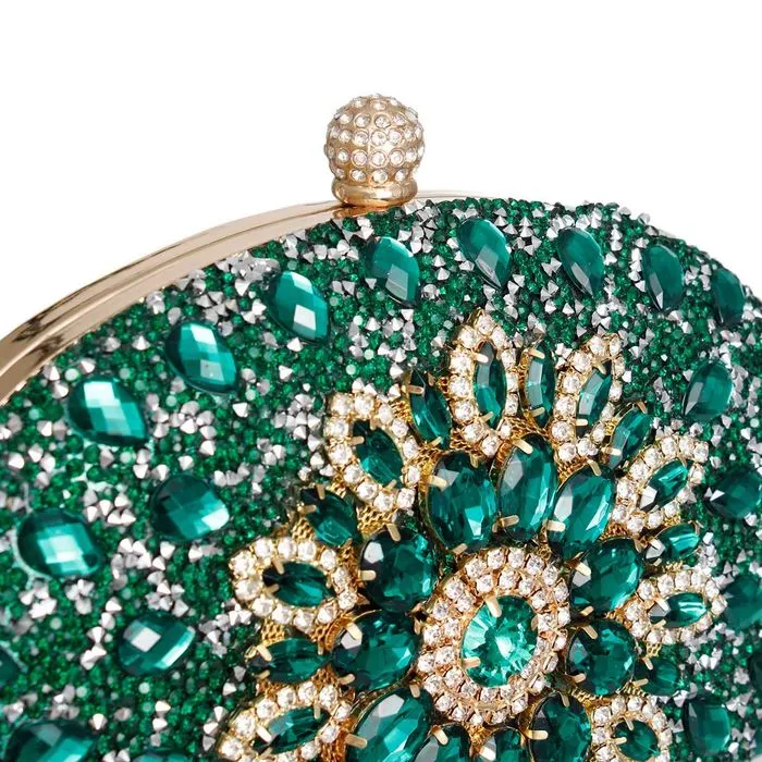 Clutch Green Crystal Hard Case Clutch for Women