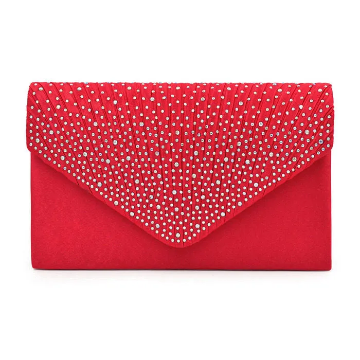 Clutch Ruched Rhinestone Bag for Women