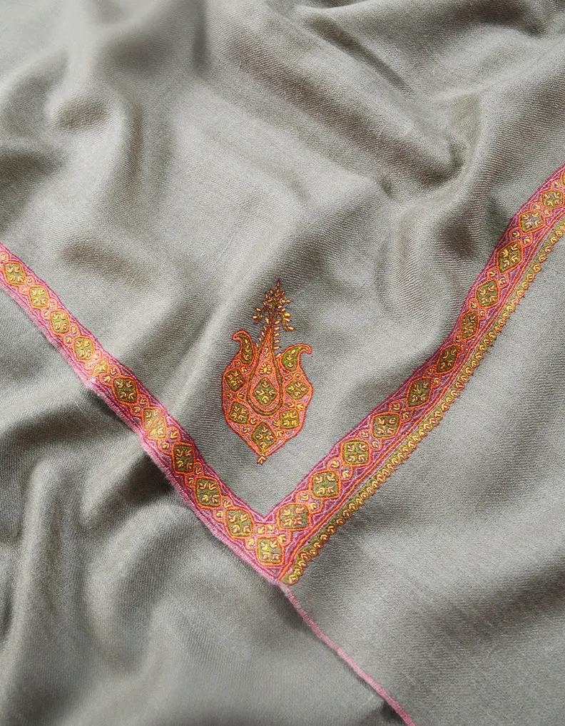 Dark Natural Men Embroidery Pashmina Shawl 7521