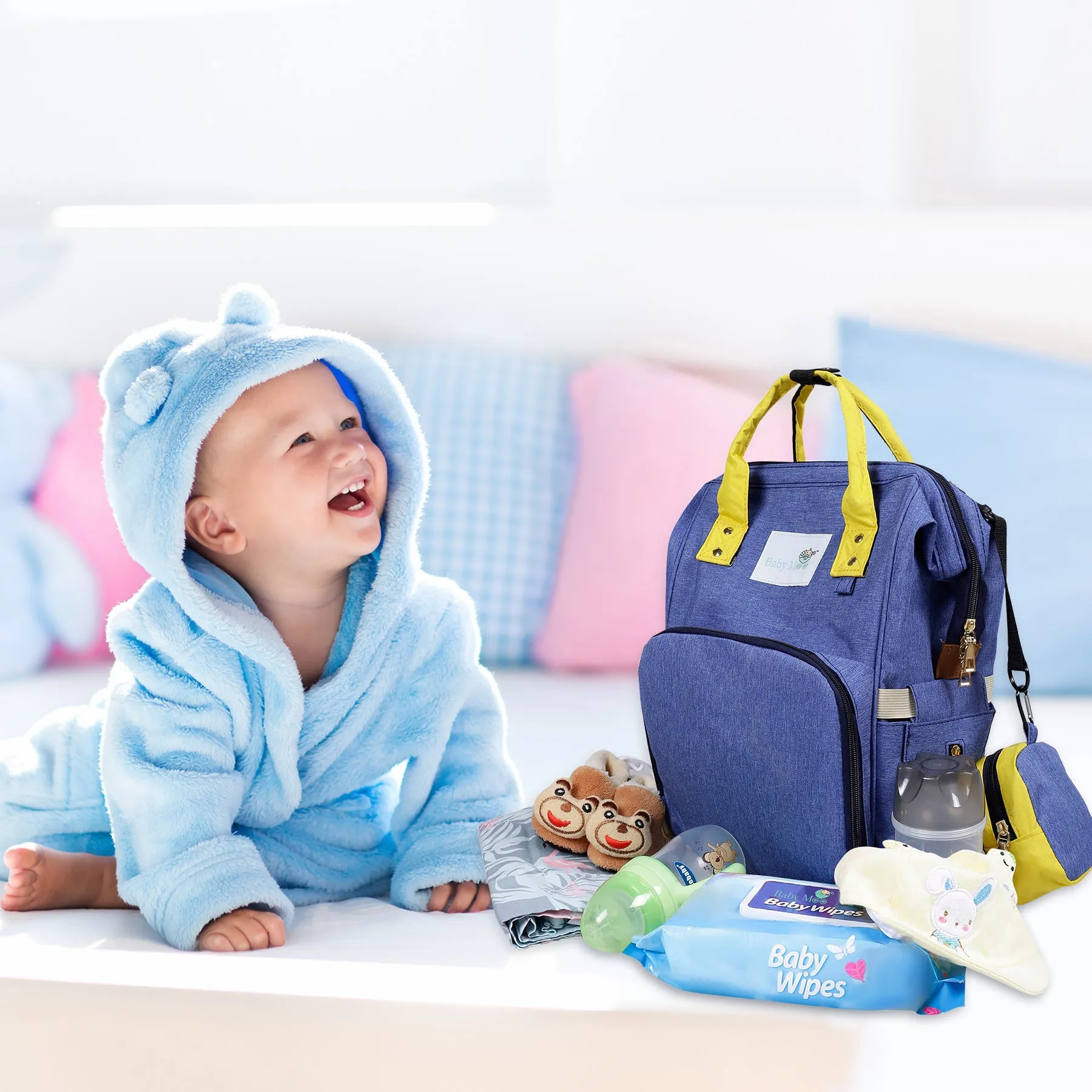 Diaper Bag 
Maternity Backpack Solid Blue