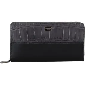 Dolce & Gabbana Elegant Textured Leather Zip-Around Wallet