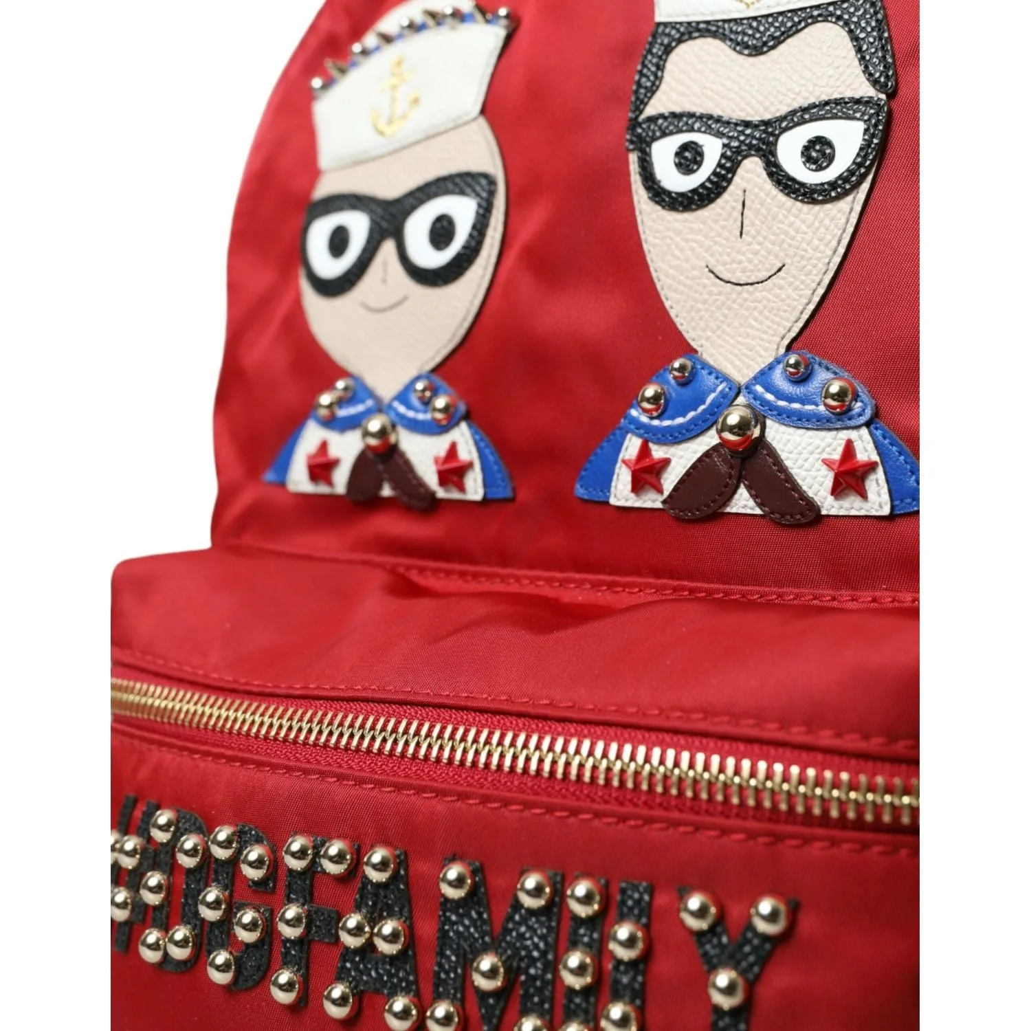 Dolce & Gabbana Embellished Red Backpack with Gold Detailing