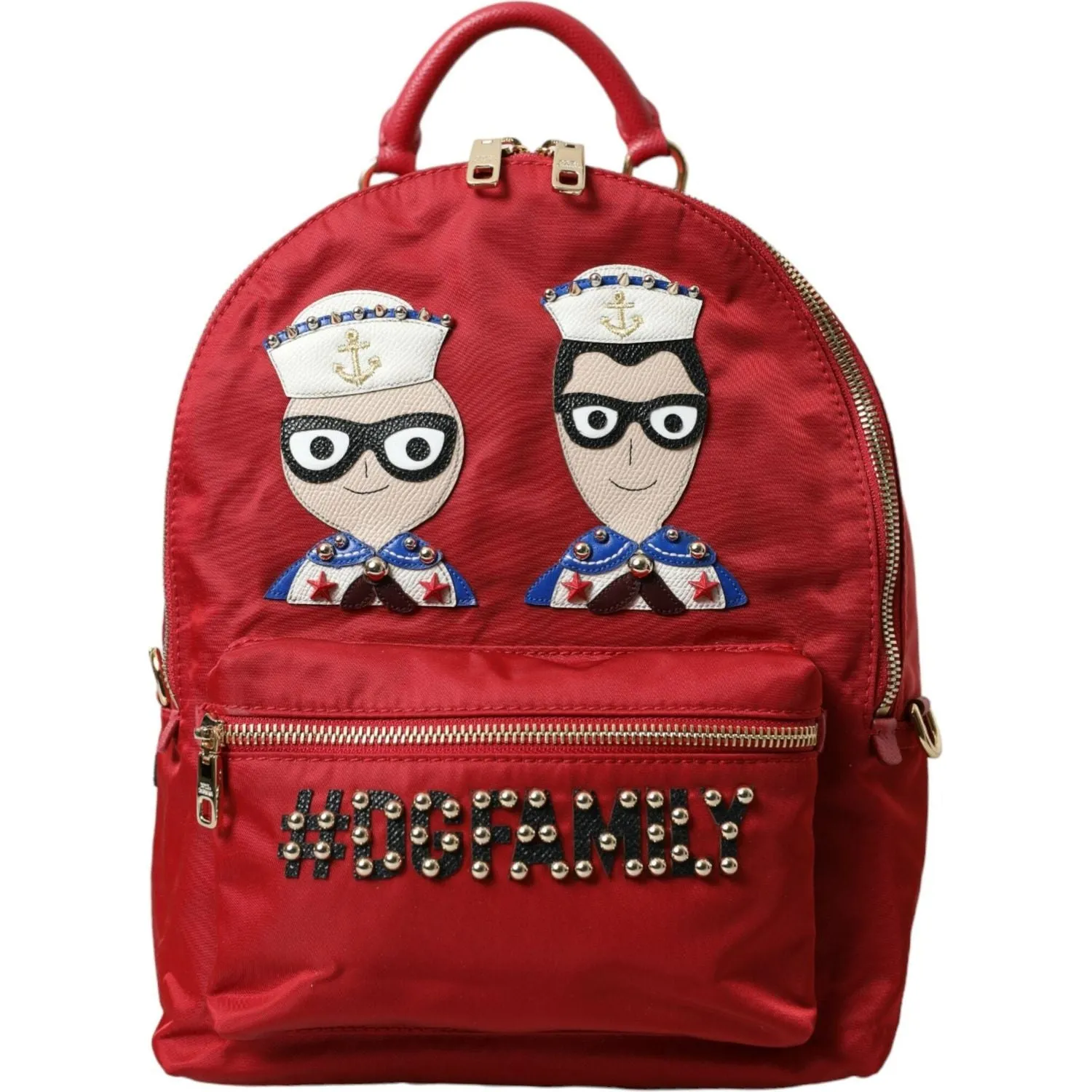 Dolce & Gabbana Embellished Red Backpack with Gold Detailing