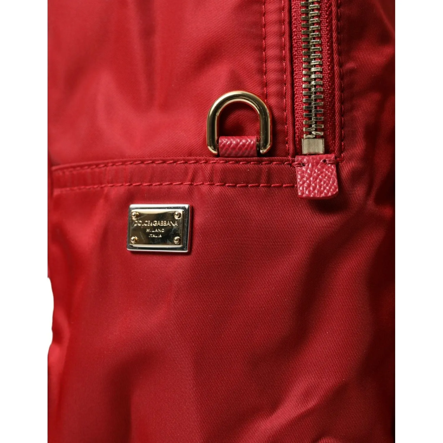 Dolce & Gabbana Embellished Red Backpack with Gold Detailing