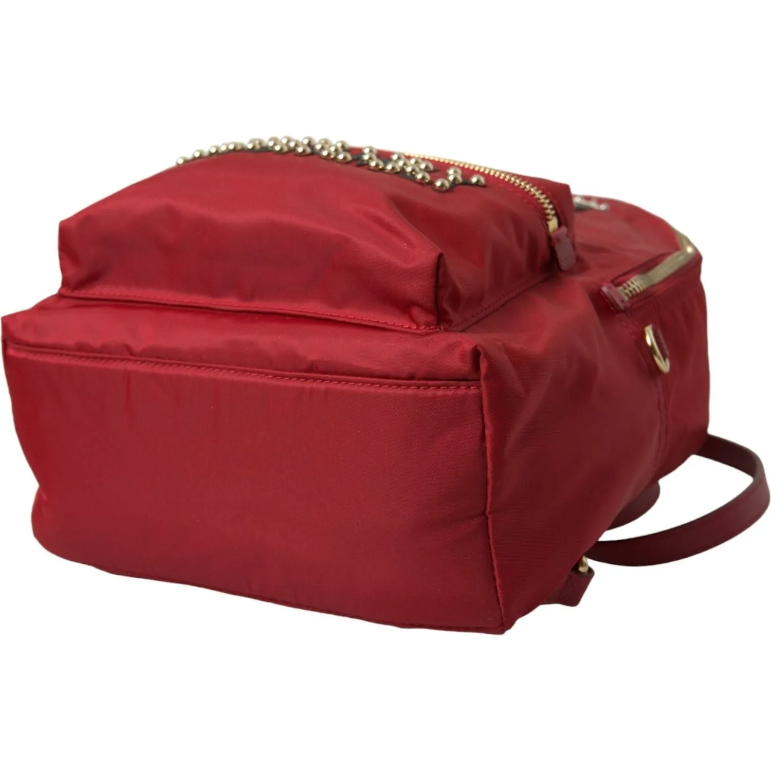 Dolce & Gabbana Embellished Red Backpack with Gold Detailing