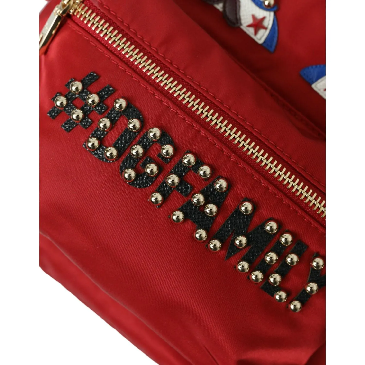 Dolce & Gabbana Embellished Red Backpack with Gold Detailing