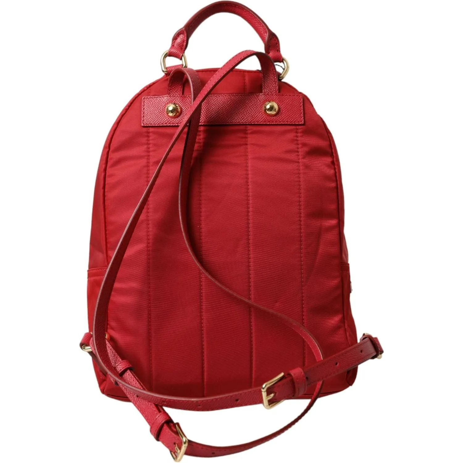 Dolce & Gabbana Embellished Red Backpack with Gold Detailing