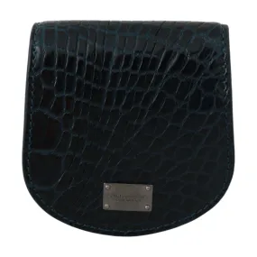 Dolce & Gabbana Exquisite Dark Blue Coin Case Wallet