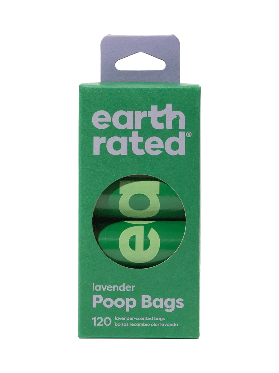 Earth Rated Lavender Scented Dog Waste Bags, 8 Refill Rolls 120-Count