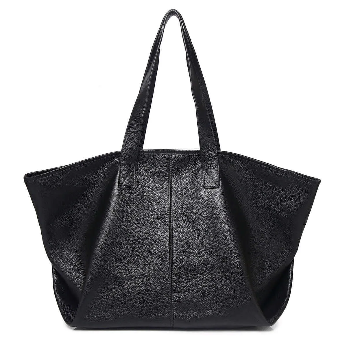 Elegant Black Leather Tote Bag for Women – Spacious & Versatile