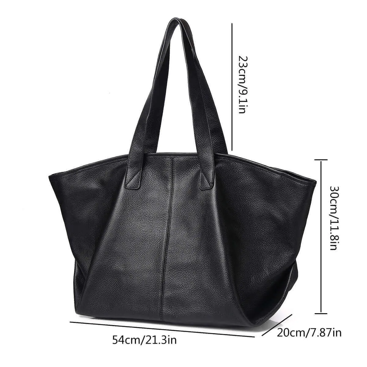 Elegant Black Leather Tote Bag for Women – Spacious & Versatile