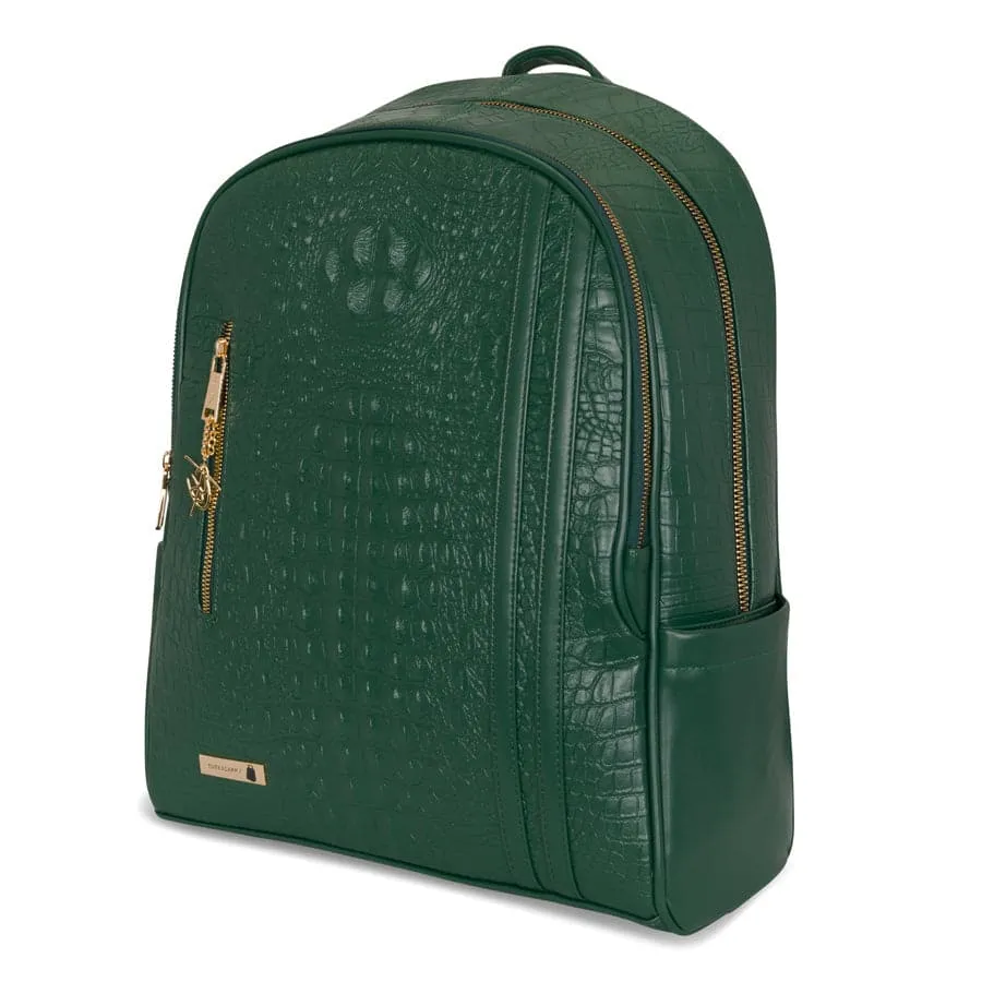 Emerald Green Apollo 2 Faux Crocodile Skin Backpack & Rolling Duffle Bag