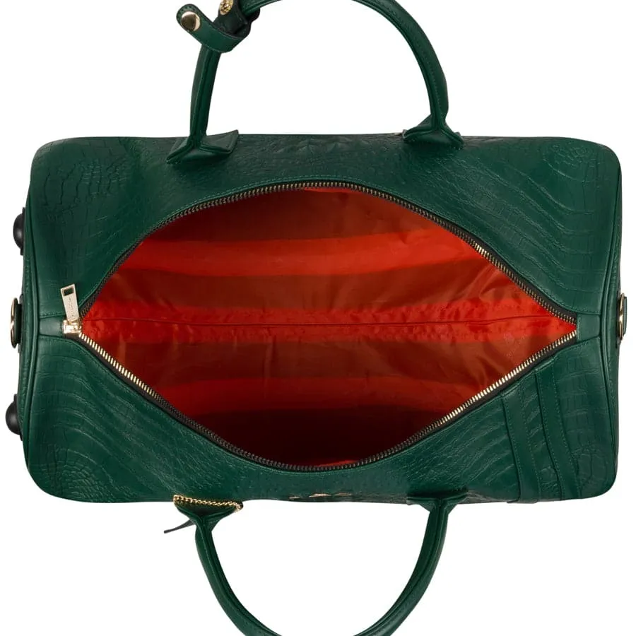 Emerald Green Apollo 2 Faux Crocodile Skin Backpack & Rolling Duffle Bag