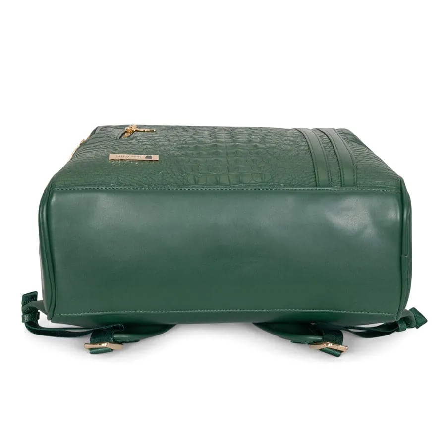 Emerald Green Apollo 2 Faux Crocodile Skin Backpack & Rolling Duffle Bag