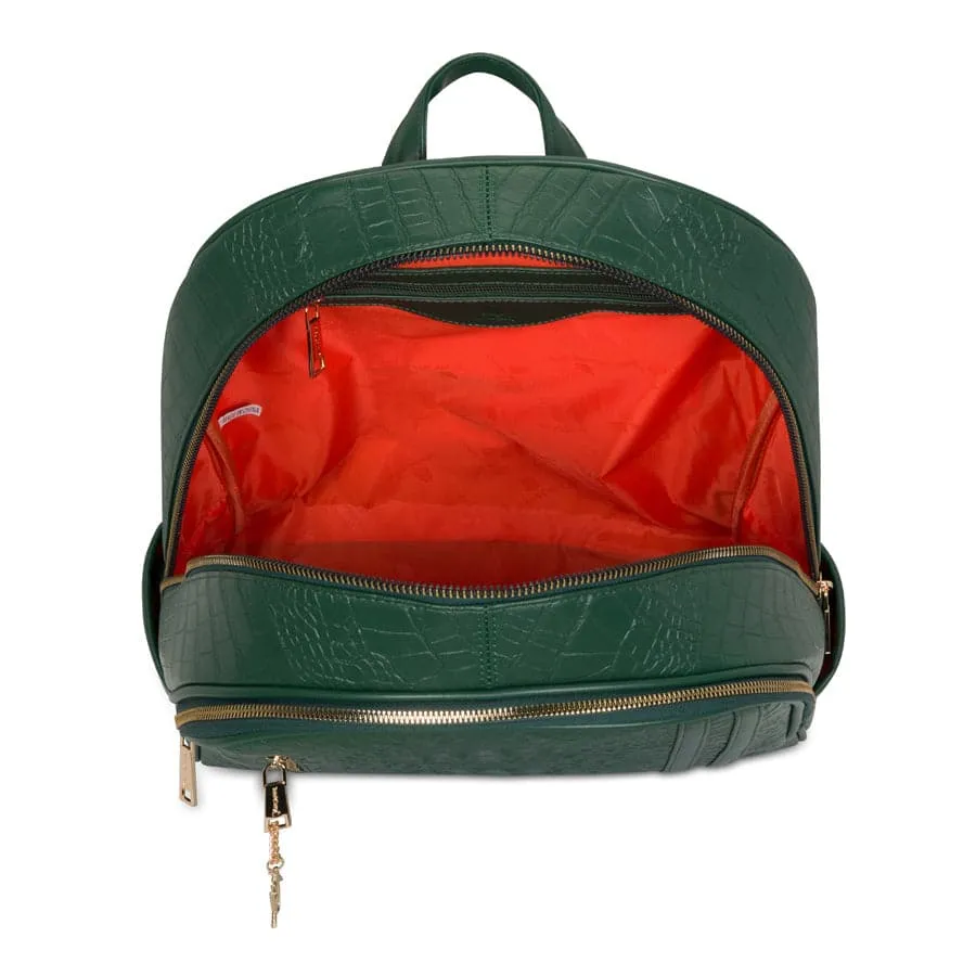 Emerald Green Apollo 2 Faux Crocodile Skin Backpack & Rolling Duffle Bag