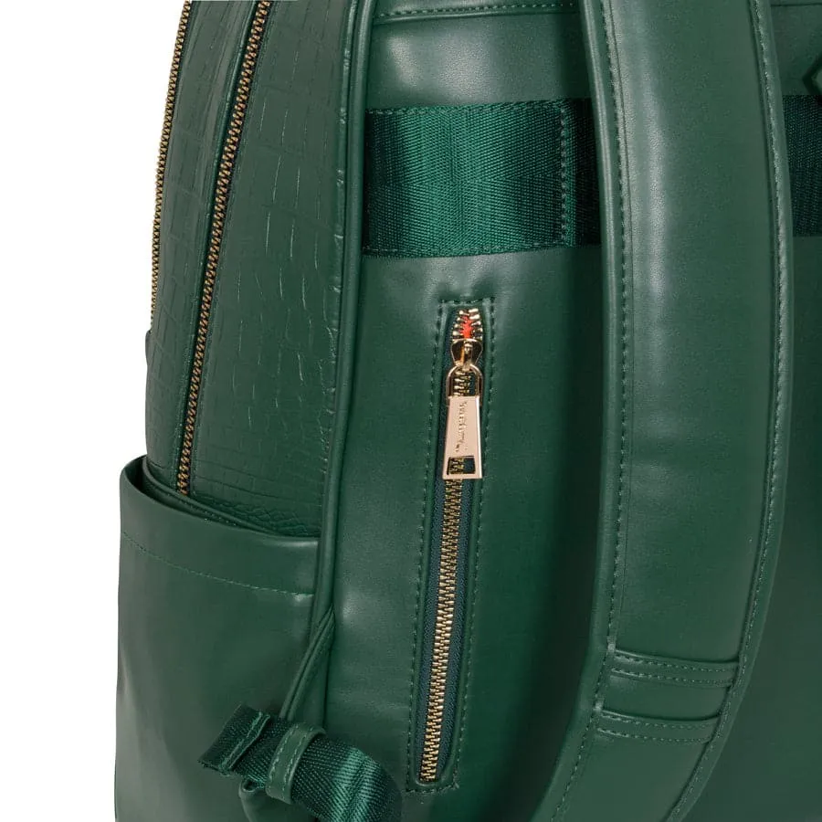 Emerald Green Apollo 2 Faux Crocodile Skin Backpack & Rolling Duffle Bag