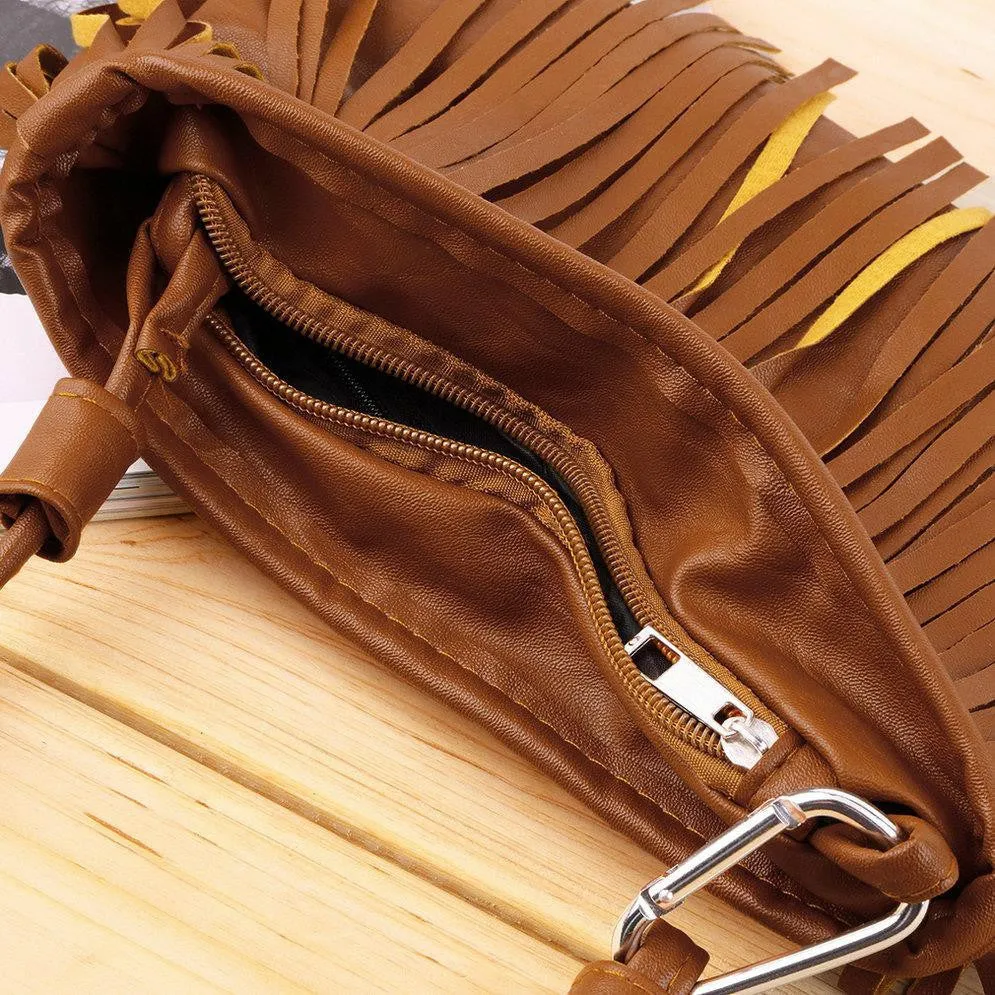 Fashion Women Punk Satchel Tassel Suede Fringe Shoulder Messenger Cross Body Bag Ladies Mini Small Casual PU Leather bags