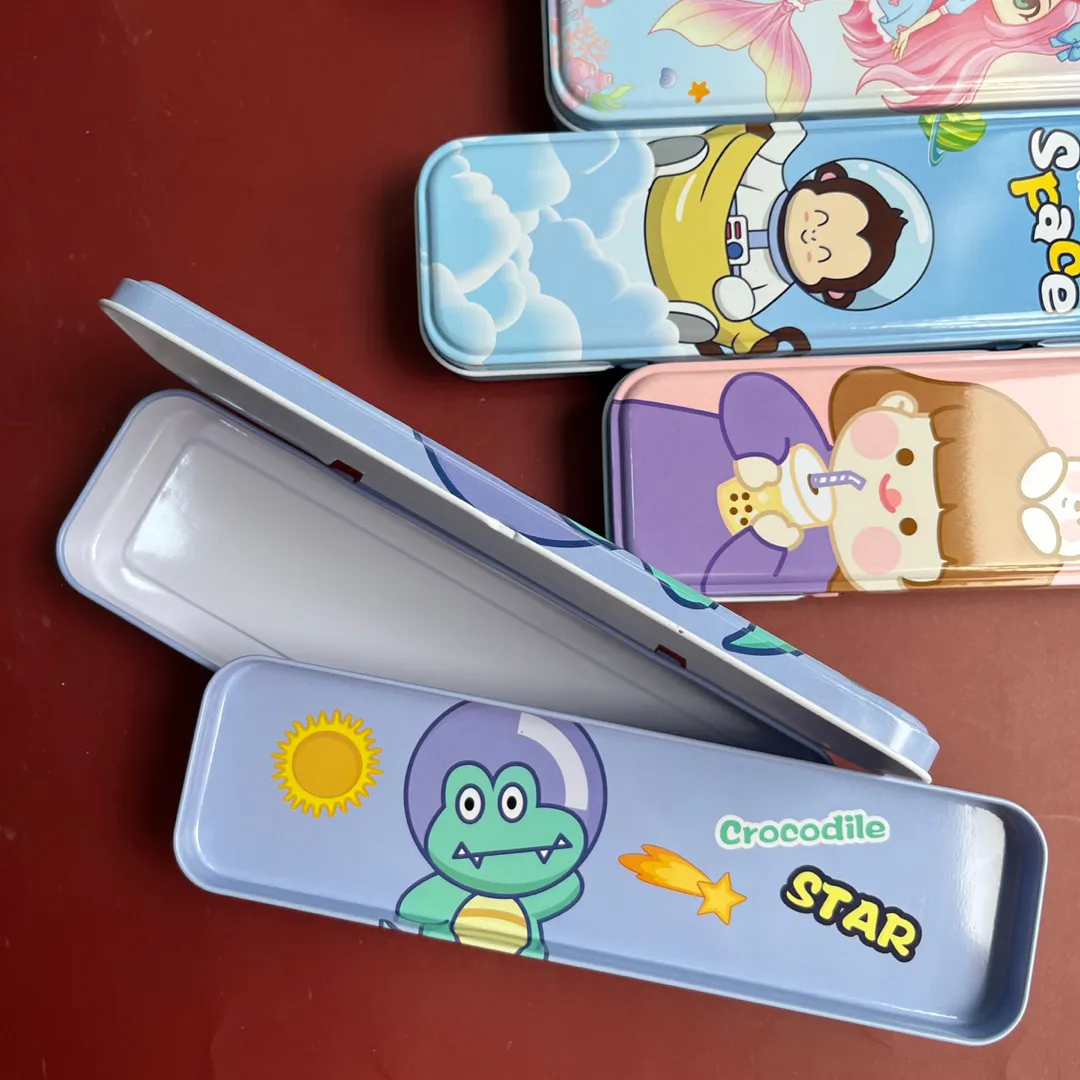 Fun Cartoon Printed Metal Pencil Case