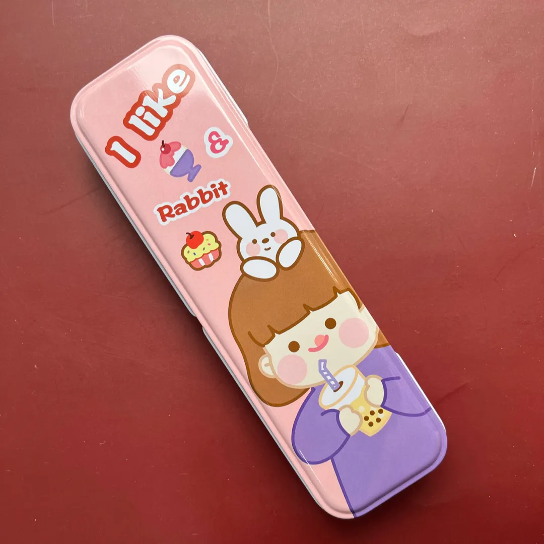 Fun Cartoon Printed Metal Pencil Case