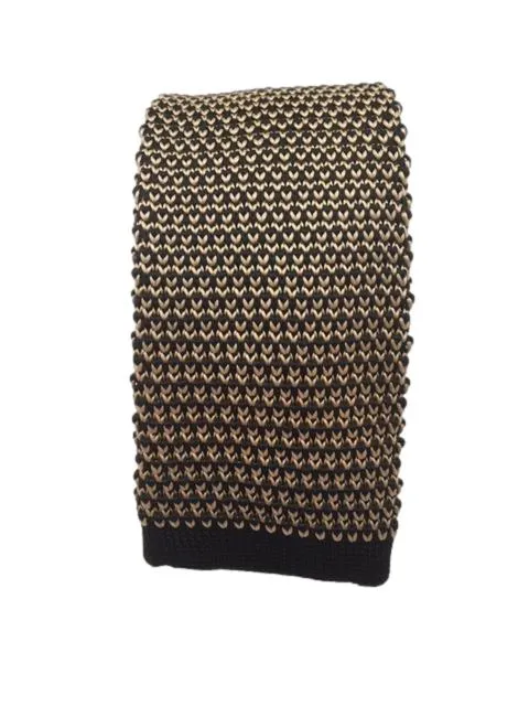 Golden Beige and Black Twisted Men's Knit Tie