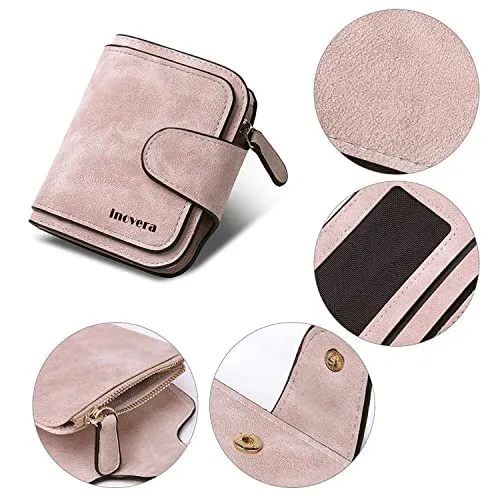 INOVERA (LABEL) Faux Leather Tri-fold Fashion Card Coin Small Clutch Wallet for Women (KK29) -Rose Gold