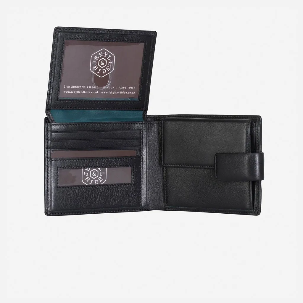 Jekyll & Hide Monaco Billfold Wallet With Coin And ID Window, Black