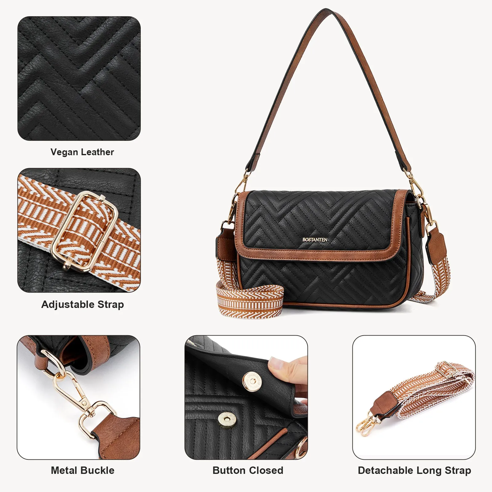 Kweli Quilted Vegan Leather Crossbody Purses