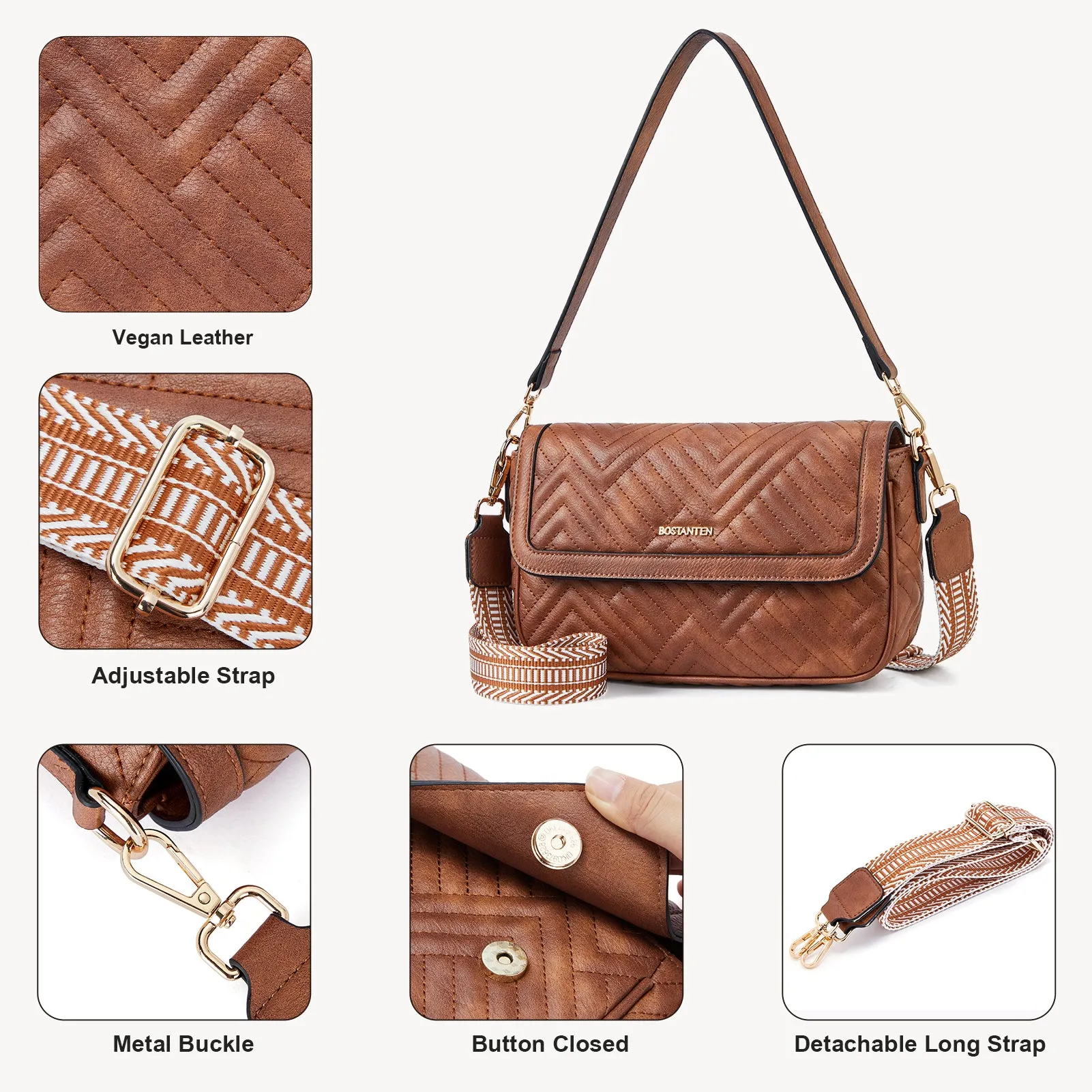 Kweli Quilted Vegan Leather Crossbody Purses