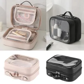 Large Capacity Storage Waterproof Cosmetic Bag Double Layered Makeup Brush Storage Multifunctional Lady Travel Clear Makeup Bags