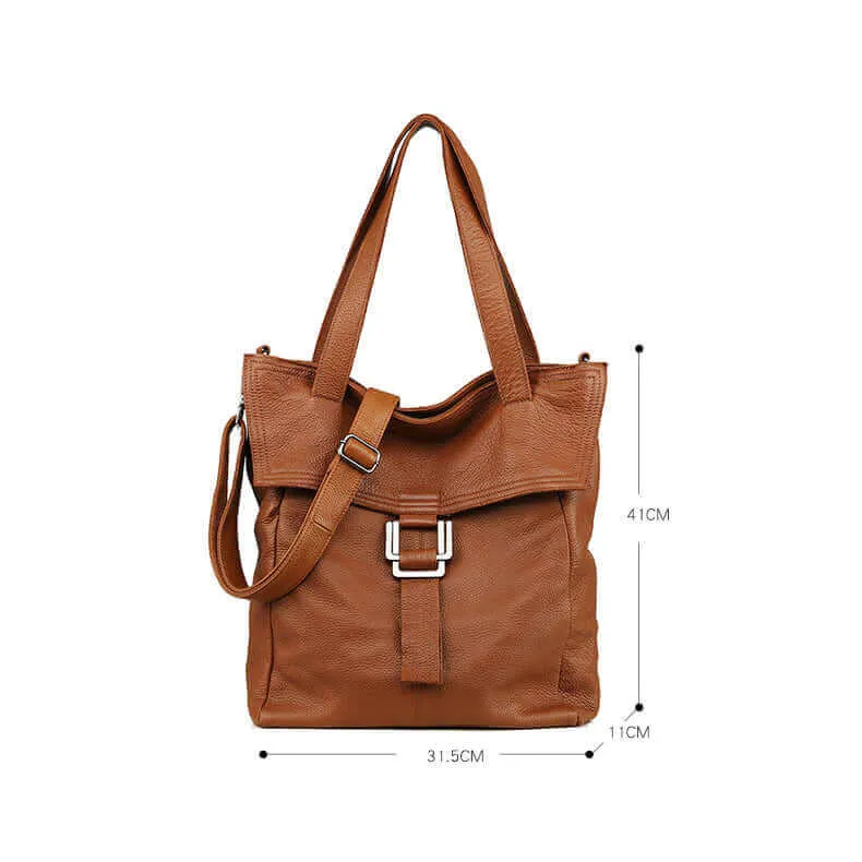 Large Premium Leather Vertical Shoulder Bag