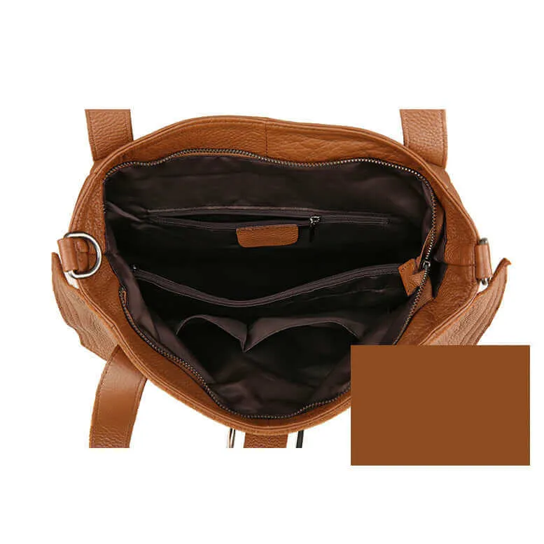 Large Premium Leather Vertical Shoulder Bag