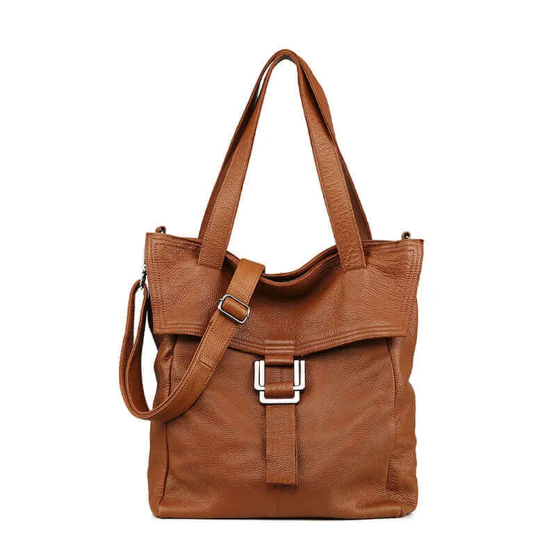 Large Premium Leather Vertical Shoulder Bag