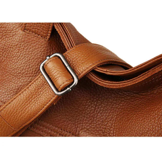 Large Premium Leather Vertical Shoulder Bag