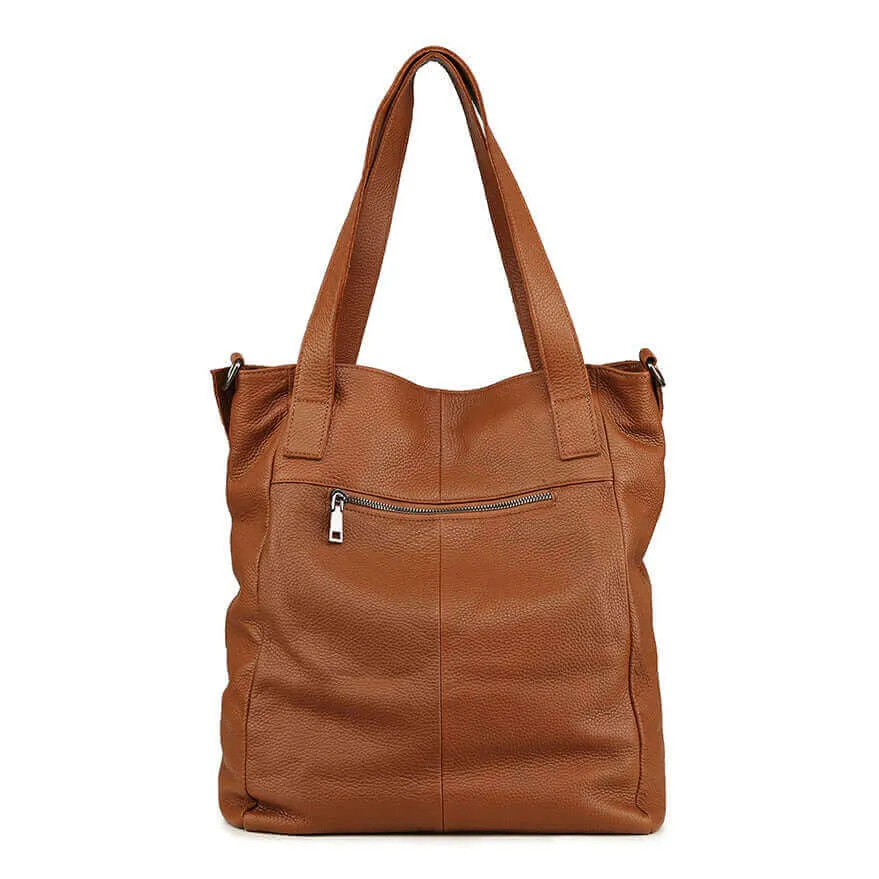 Large Premium Leather Vertical Shoulder Bag